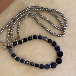 Elegant Blue and Silver Beaded Necklace